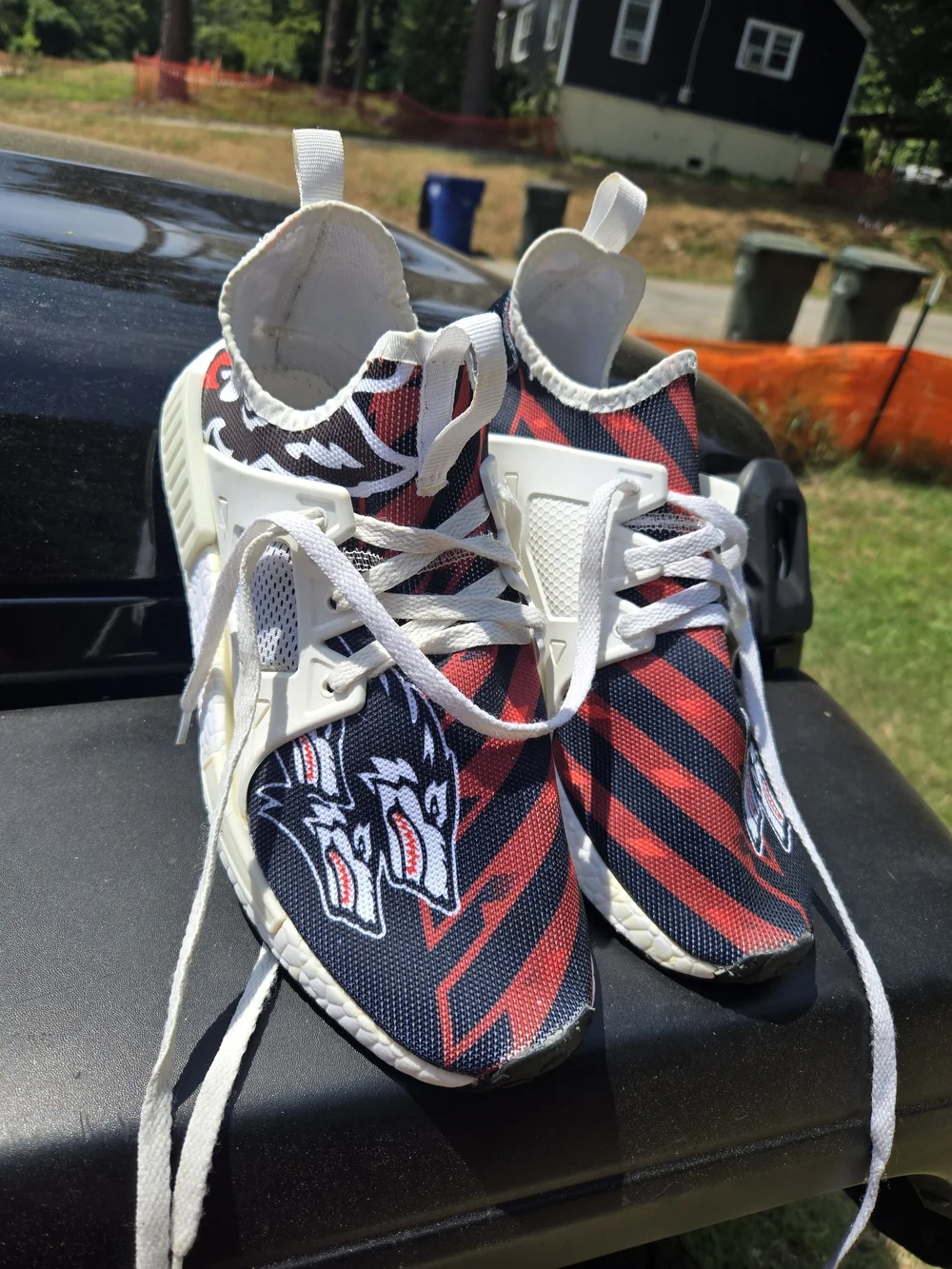 Youth Athletic Sneakers - Black & Red Stripe Kids Shoes